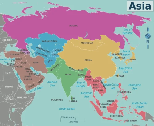 Mapa de Asia con Nombres
