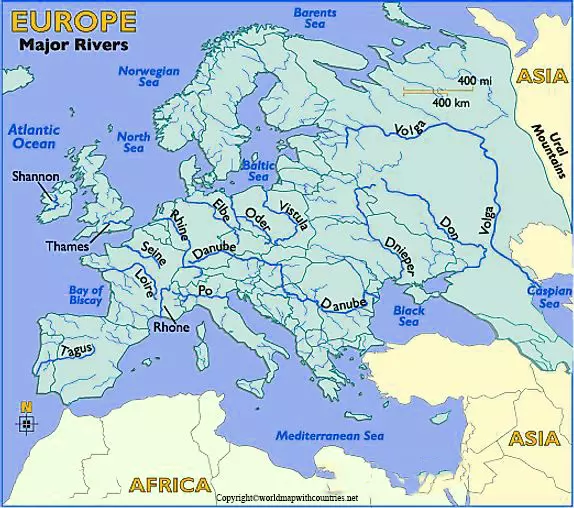 European Rivers Map