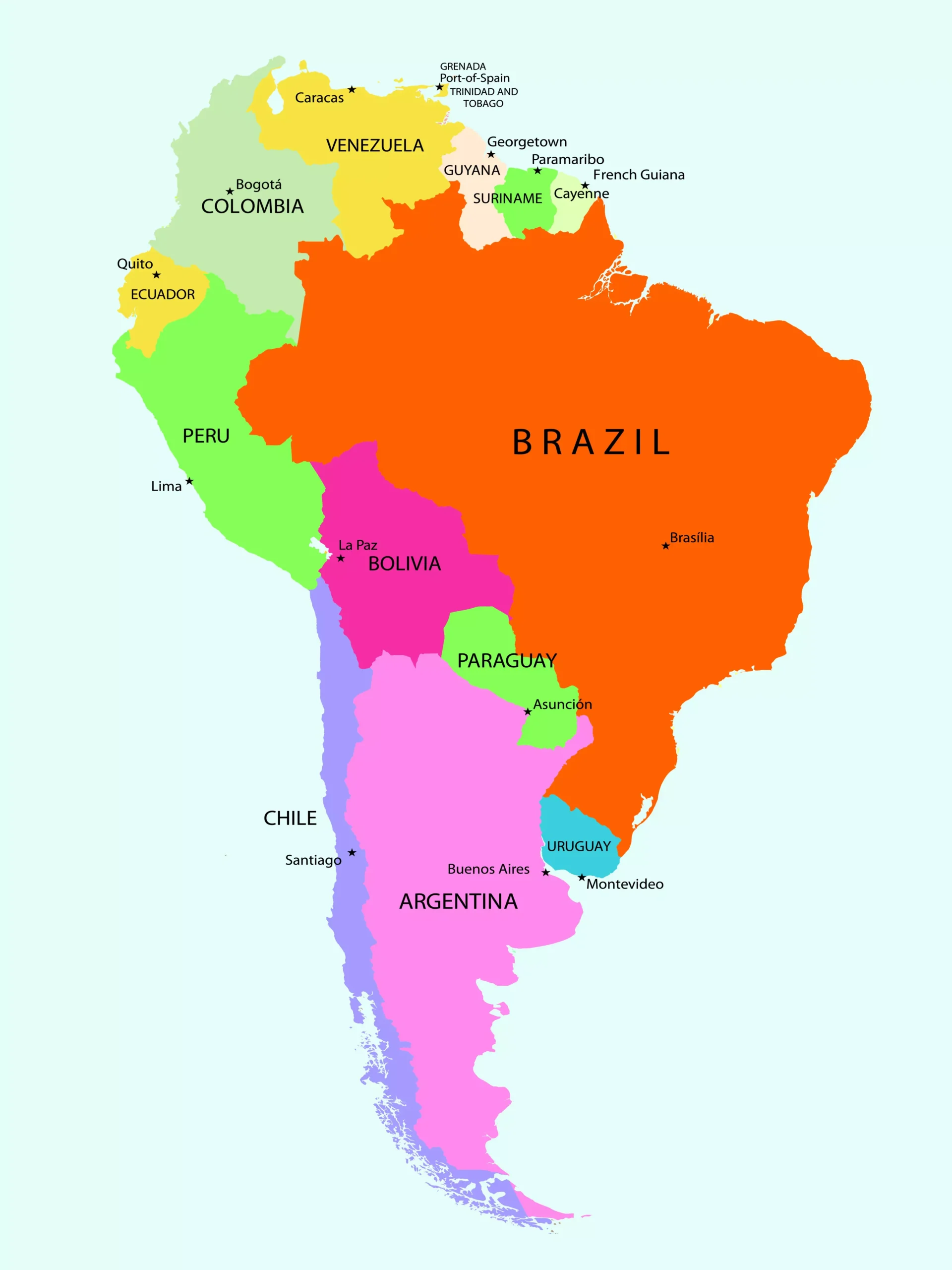 Mapa de América del Sur