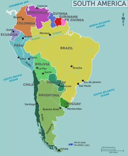 Mapa Político de América del Sur
