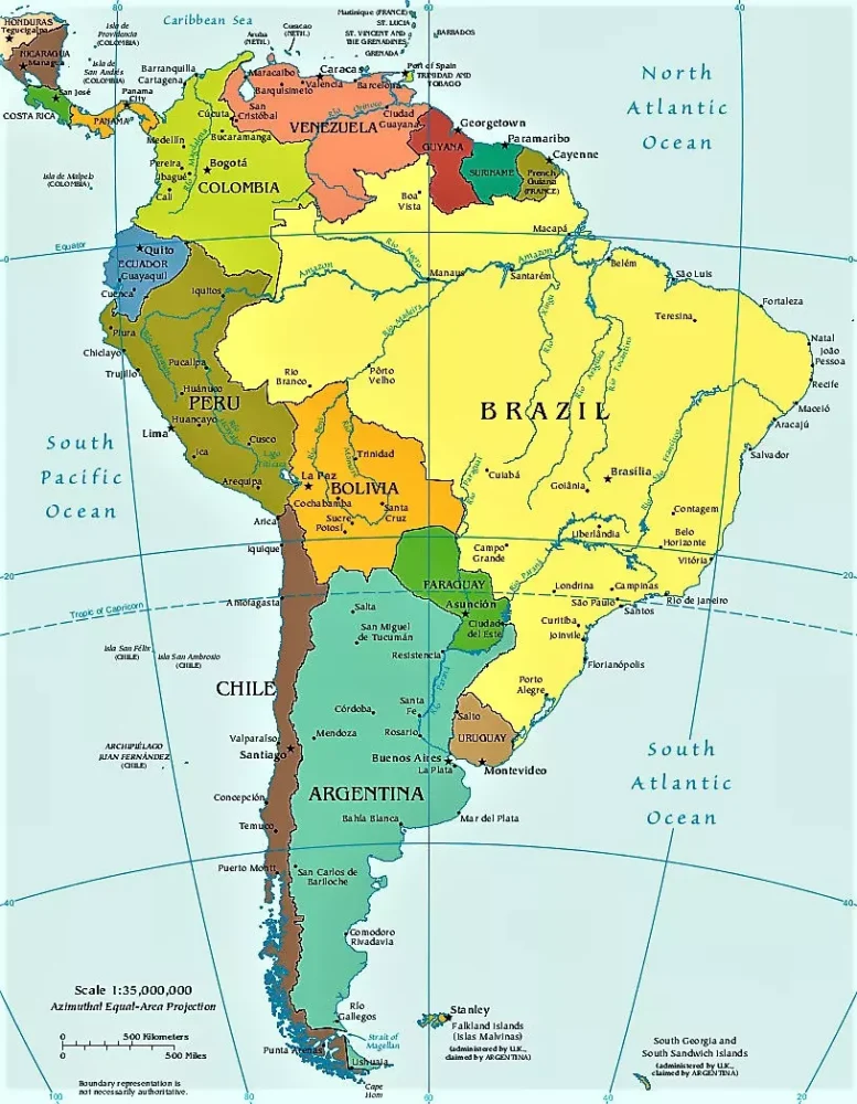 Mapa de América del Sur