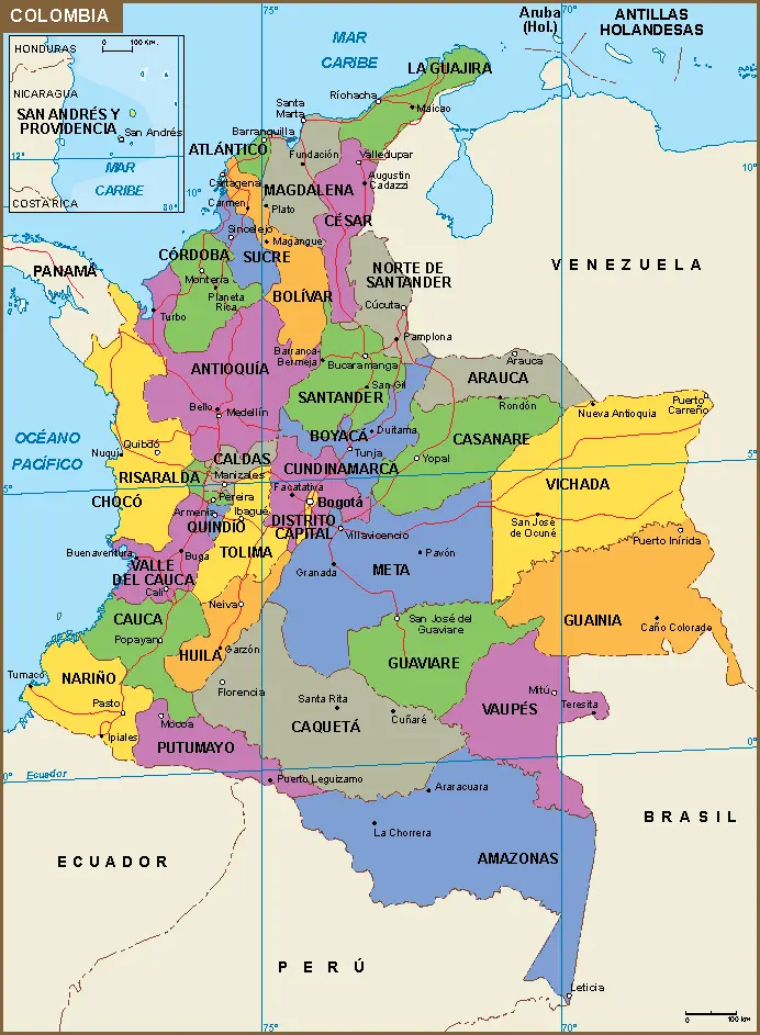 Colombia Departamentos Mapa