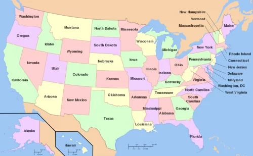 Mapa Político de Estados Unidos
