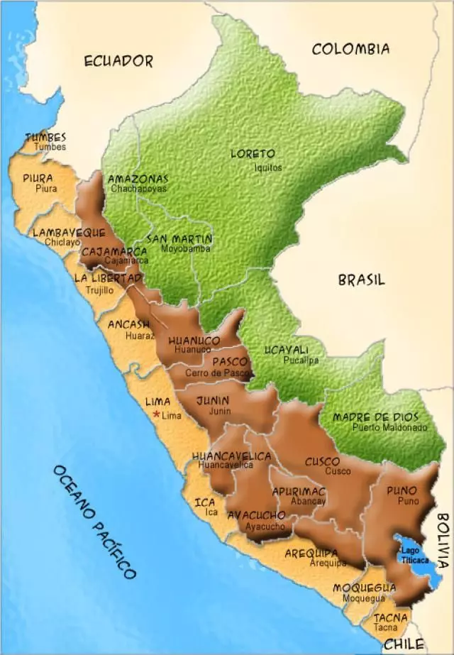 Mapa del Perú y sus Regiones