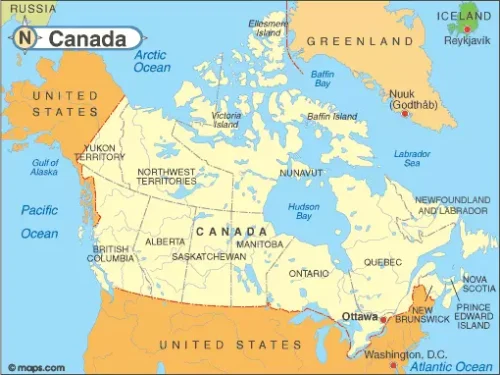 Map of Canada Provinces