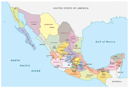 Mapa de México con sus Estados