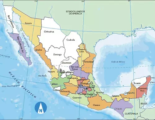 Mapa de México con Nombres