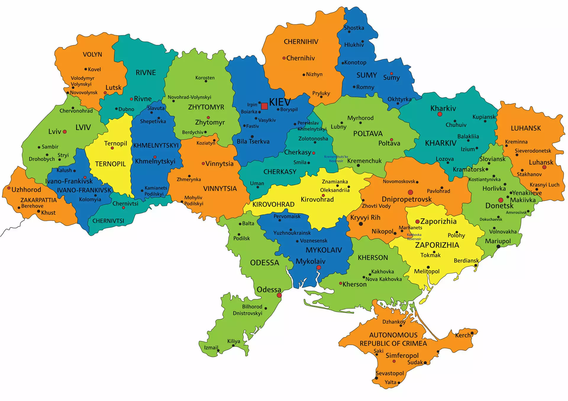 Mapa de Ucrania