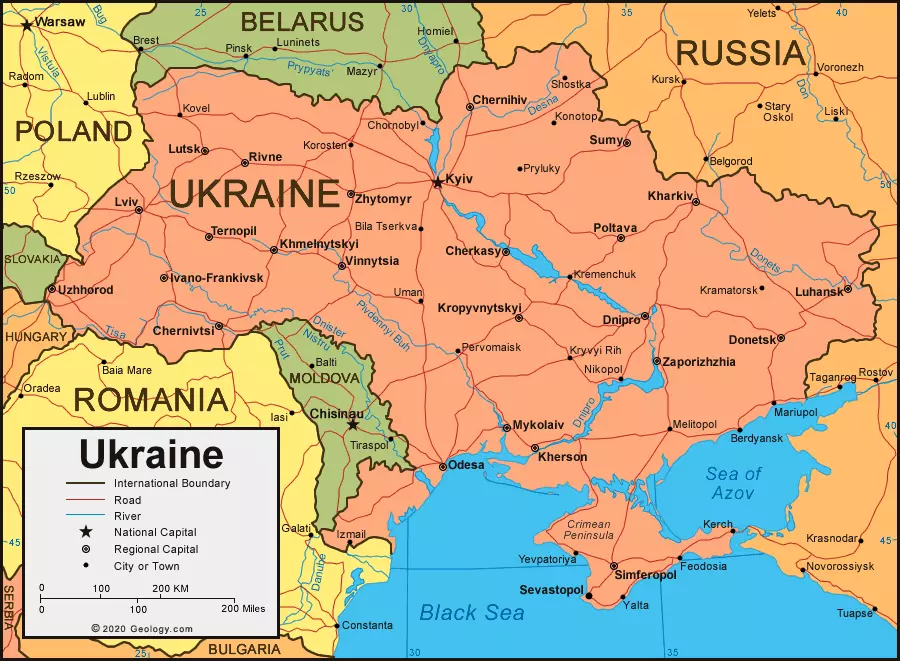 Mapa de Ucrania