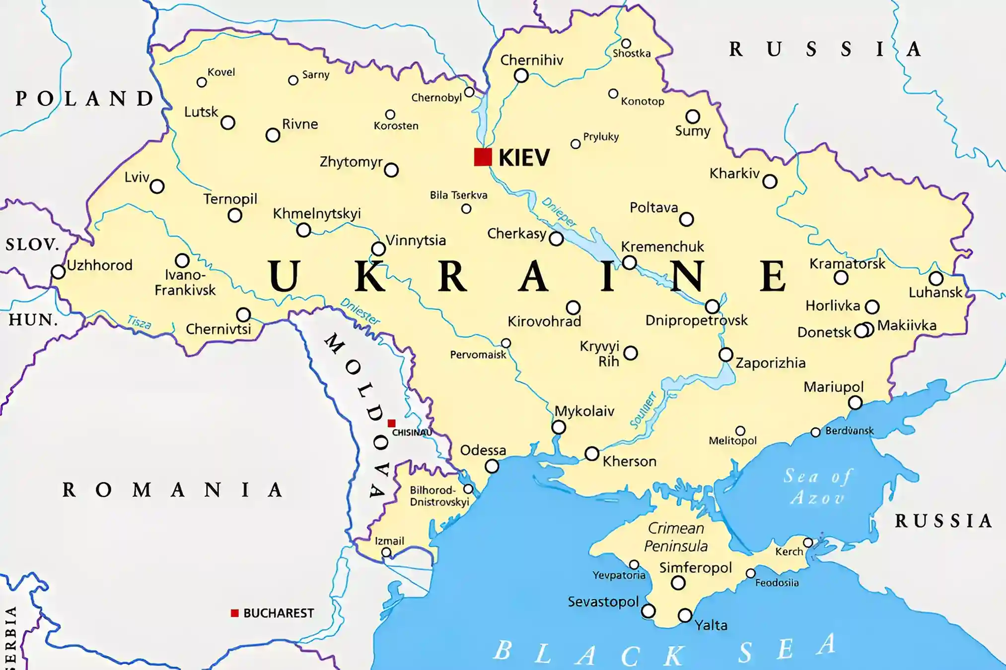 Mapa de Ucrania