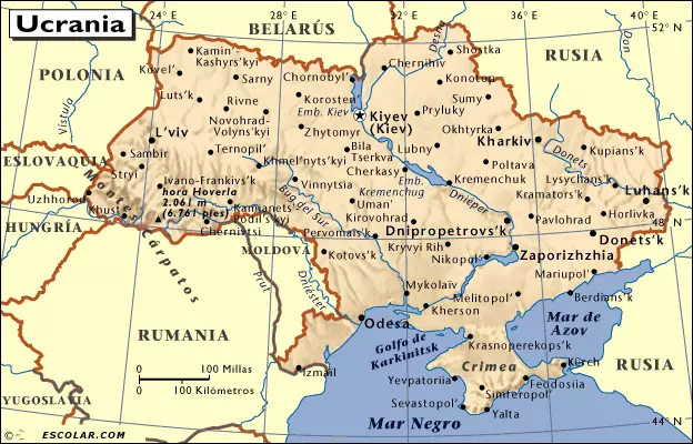 Mapa de Ucrania